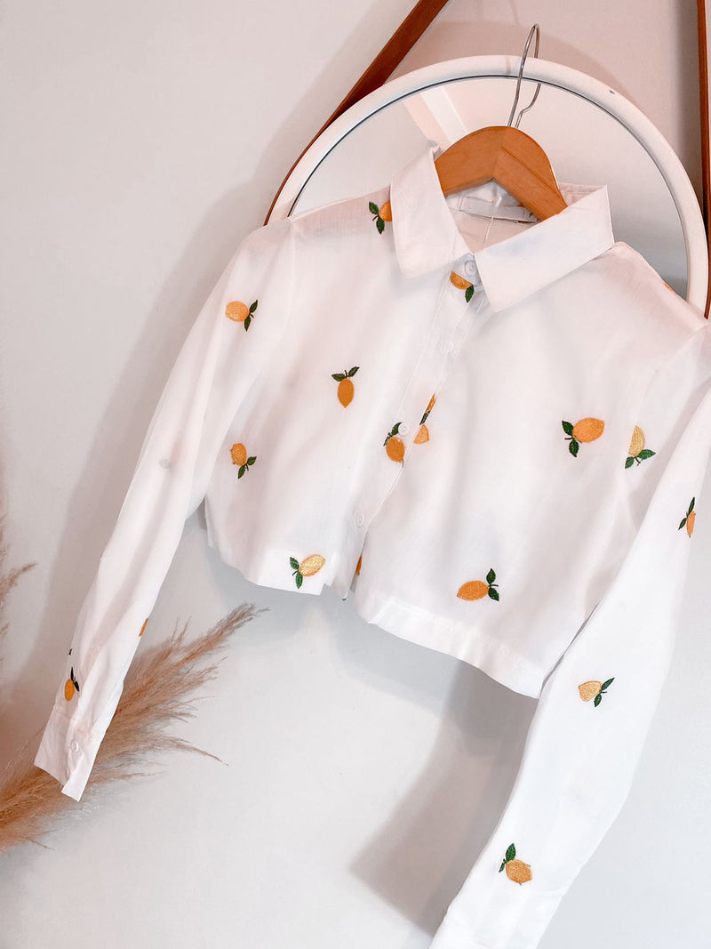 Cropped Camisa com Bordado lemon